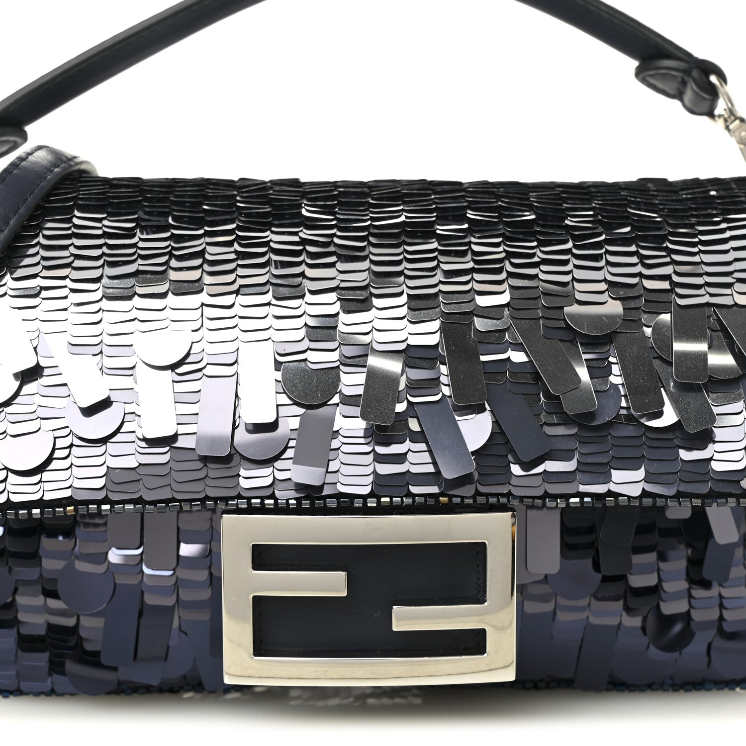 Fendi Sequin Paillettes Shiny Nappa Sex and the City Mini Baguette Midnight 7 of 9