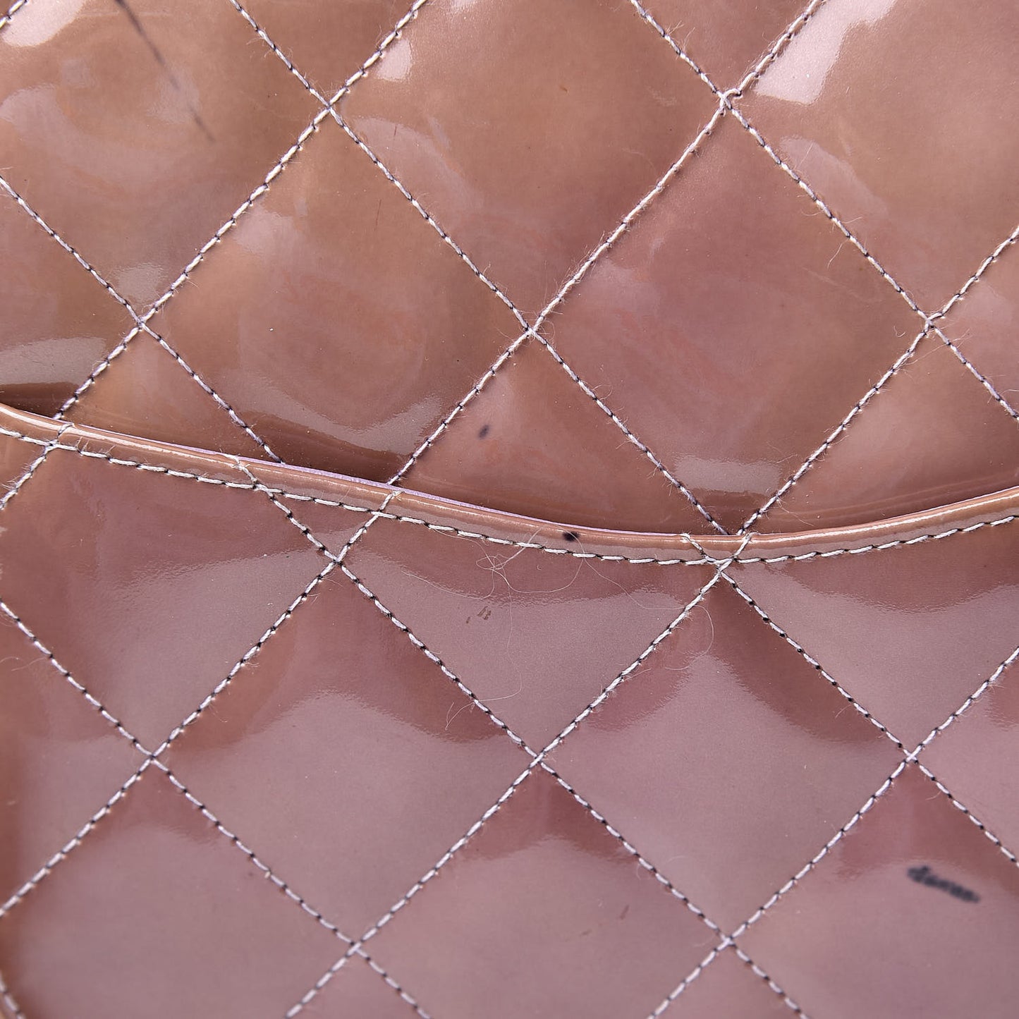 Patent Quilted Medium Single Flap Beige