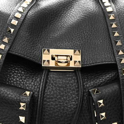 Valentino Garavani Pebbled Calfskin Rockstud Double Pocket Backpack Black 8 of 12