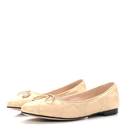 Gucci Nappa GG Matelasse Jolie Ballet Flats 39 Naturale 3 of 8