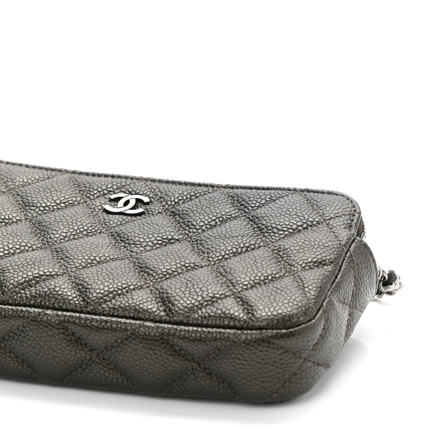 Caviar Quilted Small Clutch With Chain Dark Charcoal