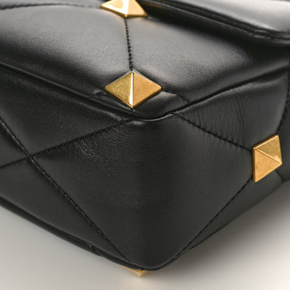 Valentino Garavani Nappa Large Roman Stud Shoulder Bag Black 8 of 8
