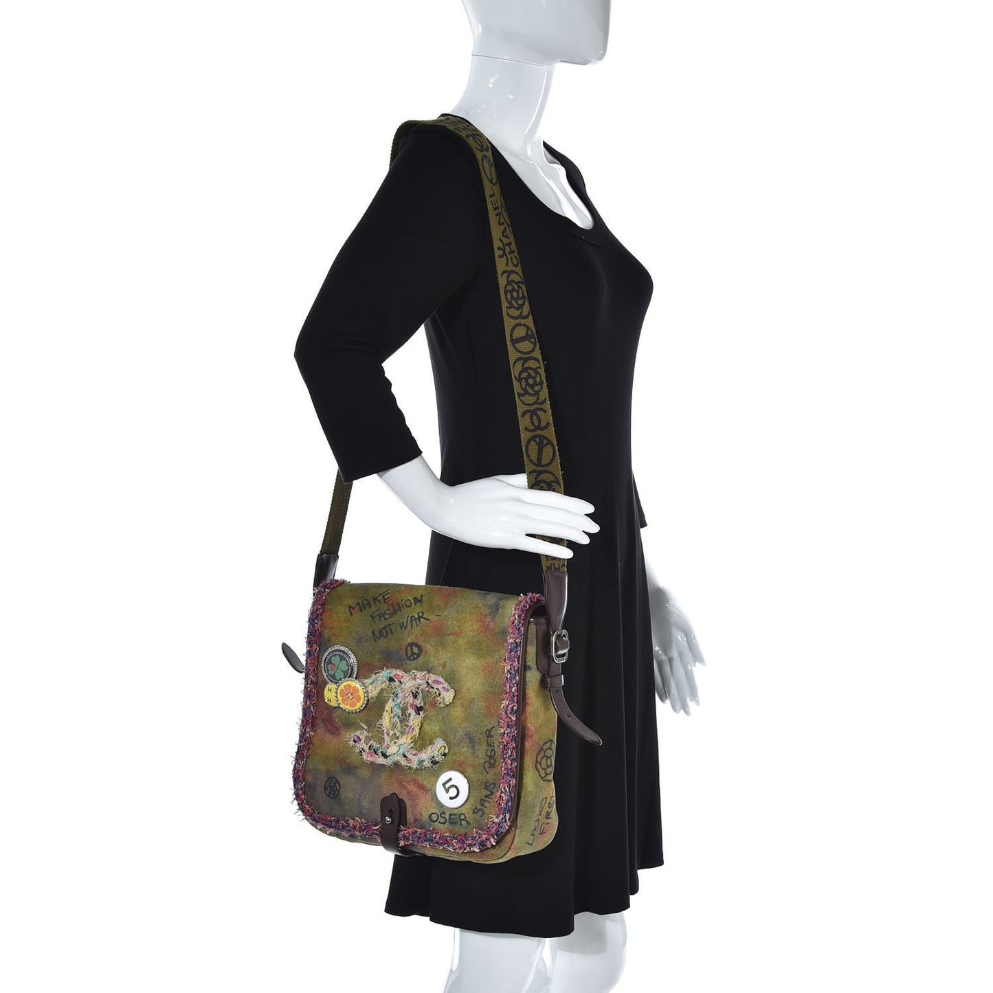 Washed Toile Graffiti On The Pavements Messenger Khaki Multicolor