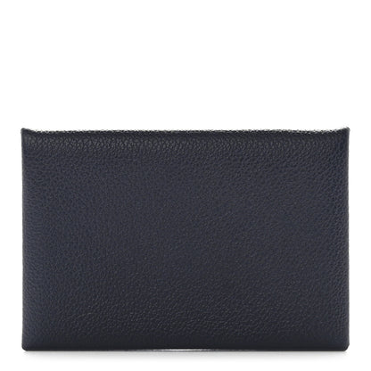 Hermes Evercolor Verso Calvi Card Case Bleu Nuit Caramel 1 of 8