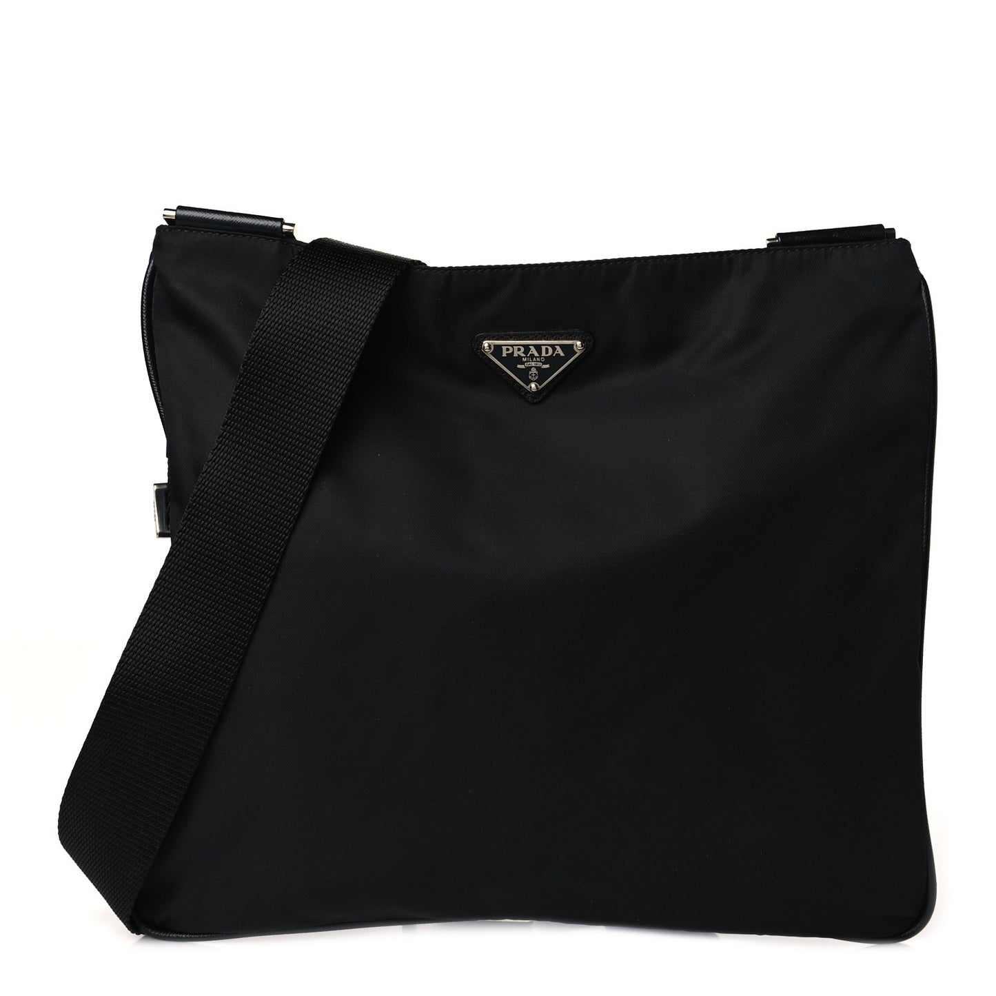 Tessuto Nylon Flat Messenger Bag Black