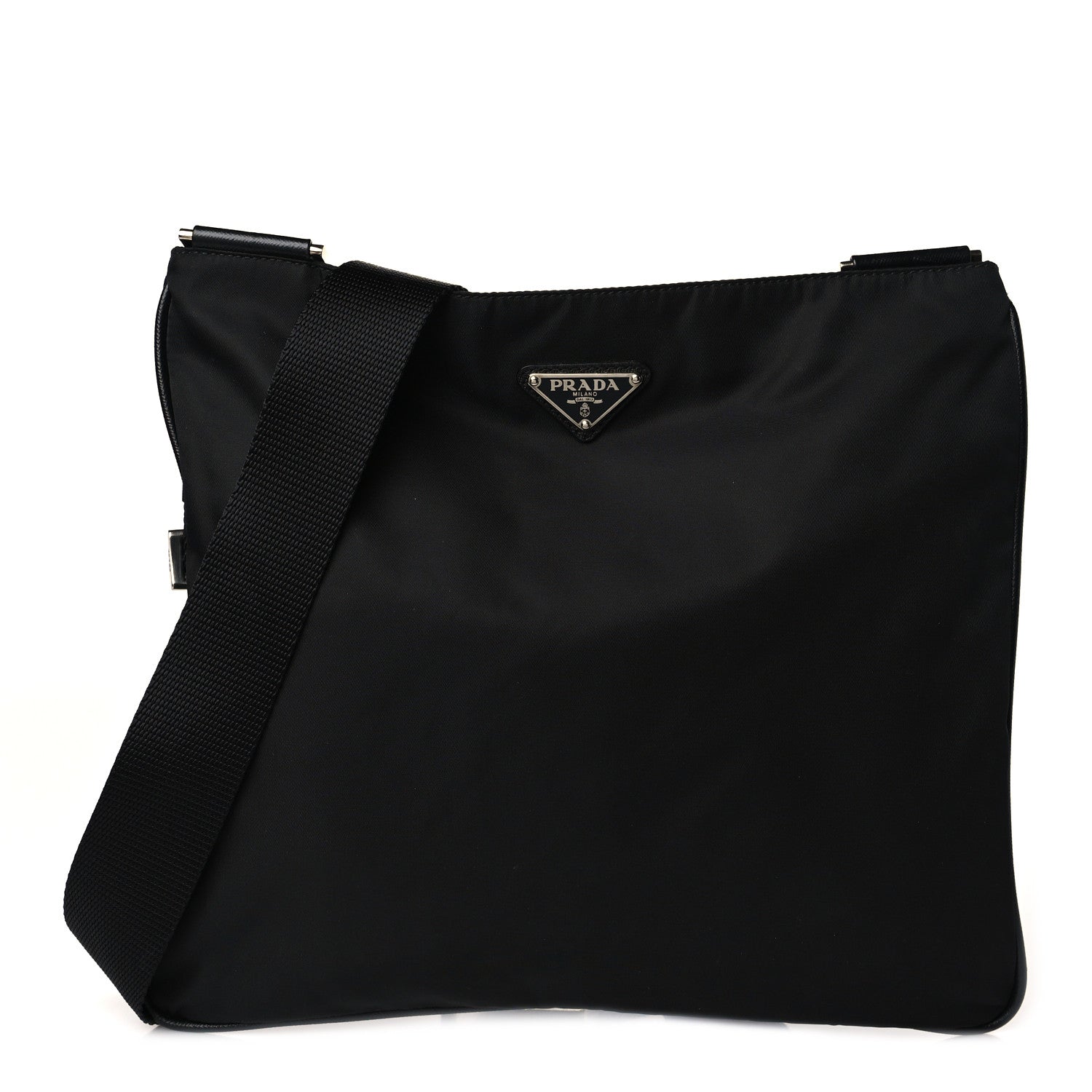 Prada Tessuto Nylon Flat Messenger Bag Black 1 of 8