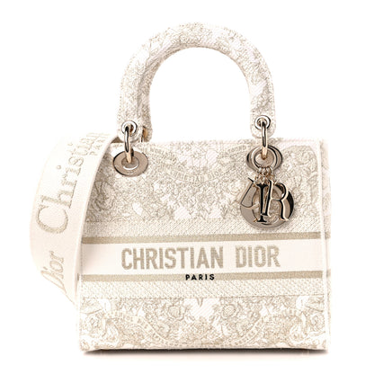 Christian Dior Canvas Around The World Stella Embroidered Medium Lady D-Lite White Gold 1 of 10
