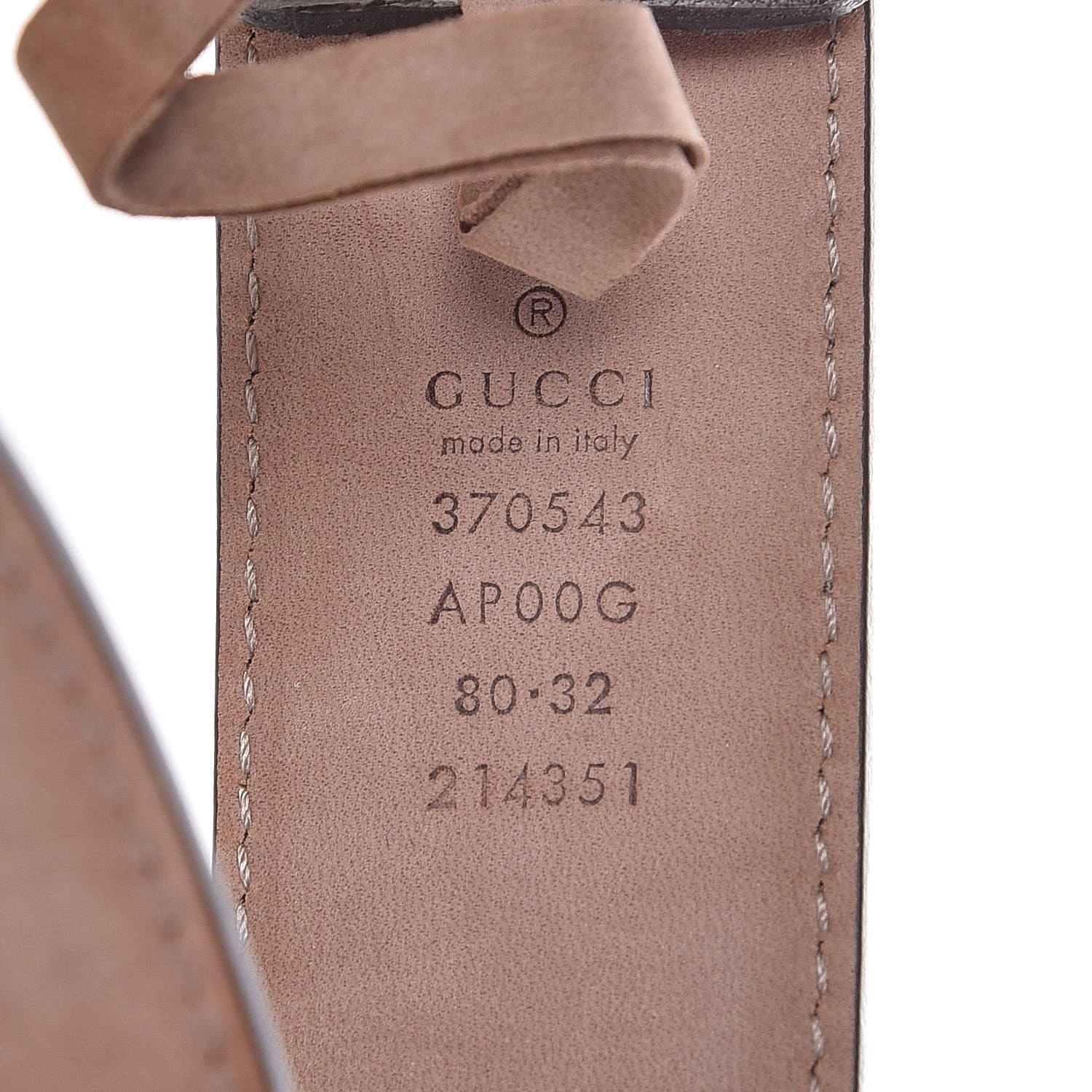 Gucci Moon Calfskin Interlocking G 37mm Belt 80 32 Storm Grey 5 of 7