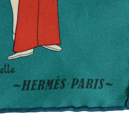 Hermes Silk Les Sportives Pocket Square Vert Bleu 4 of 6