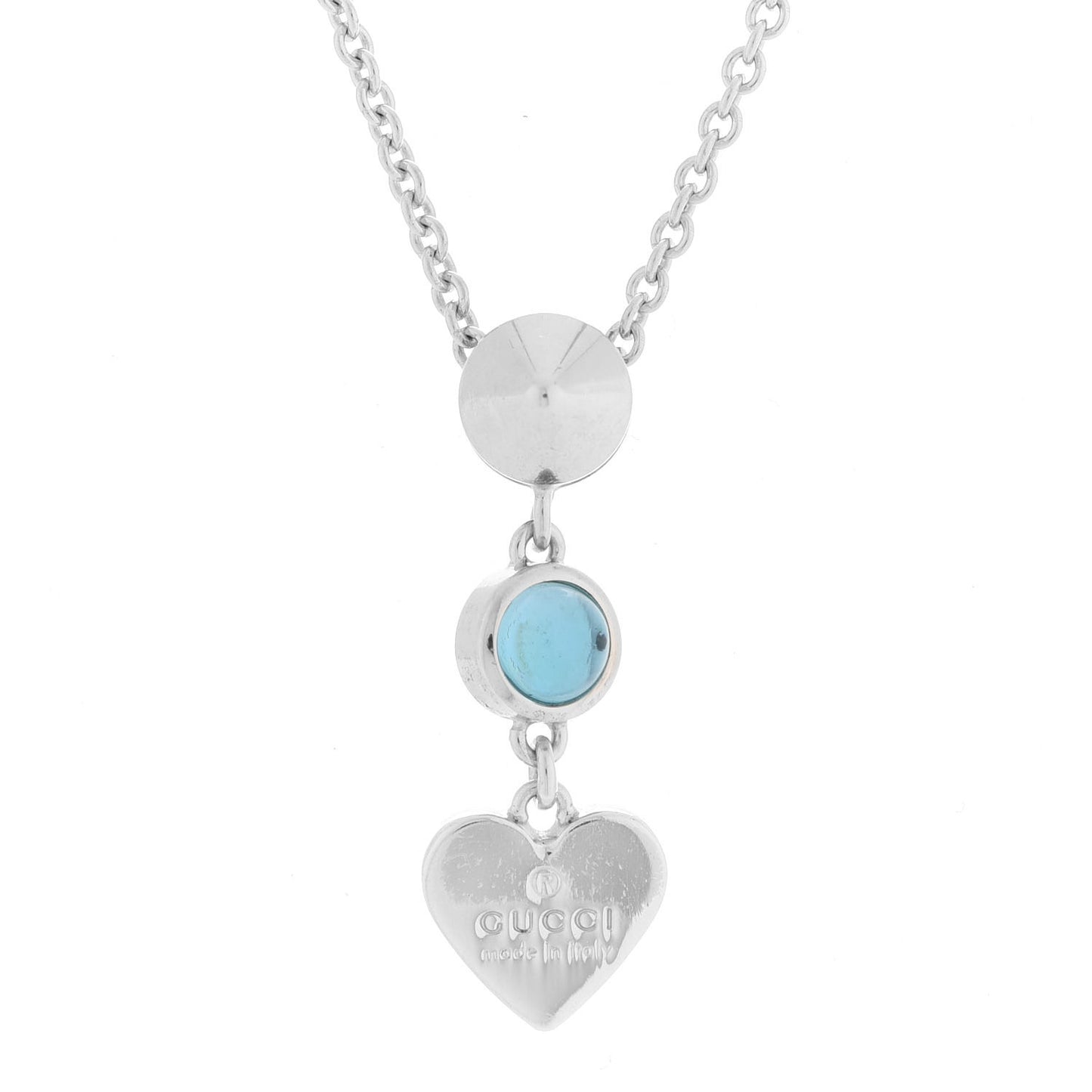 Sterling Silver Blue Topaz Trademark Heart Pendant Necklace