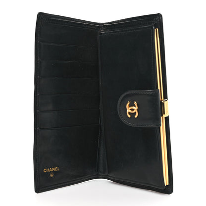 Chanel Lambskin Diamond Stitched French Wallet Black 5 of 8
