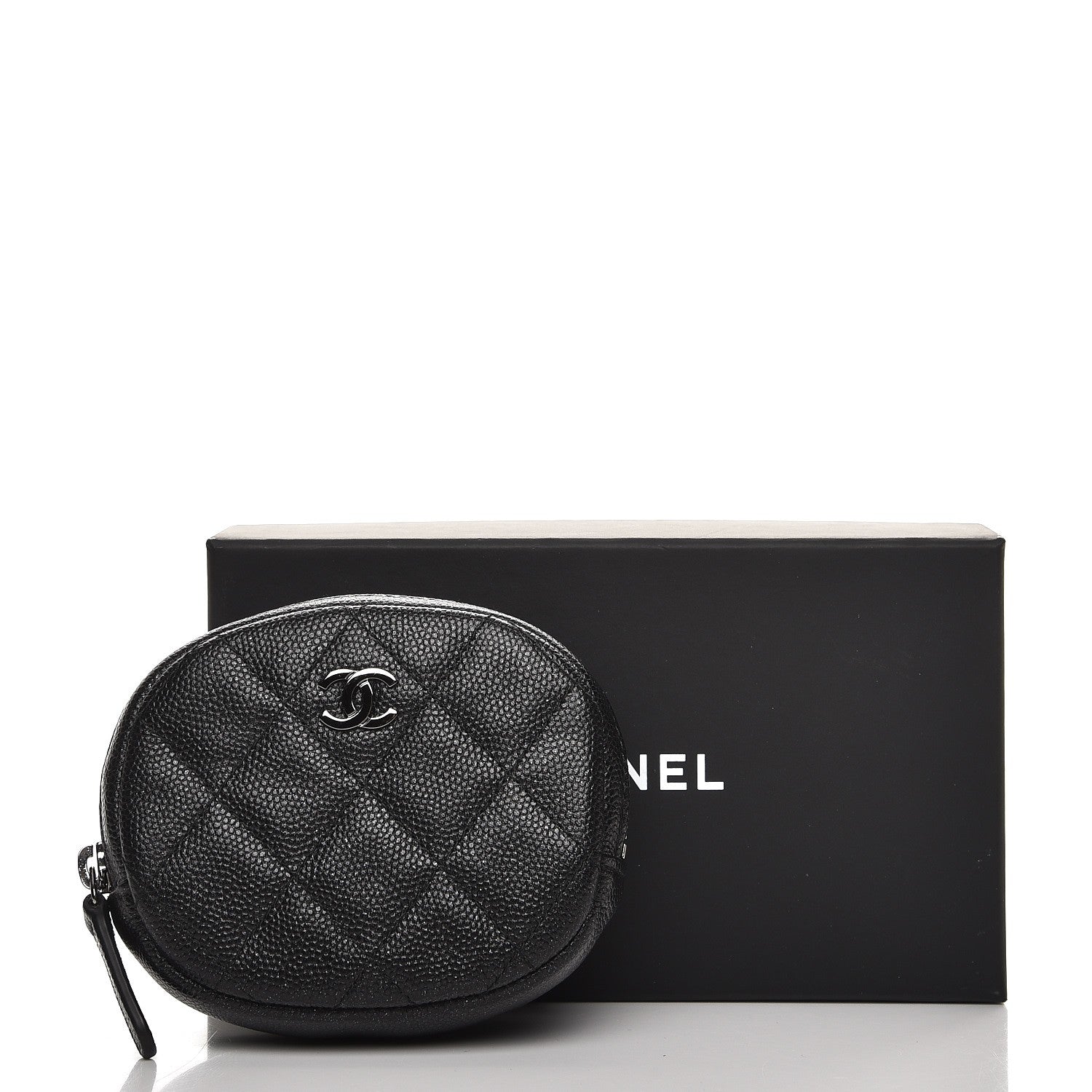Chanel Metallic Caviar Quilted Zip Around Classic Coin Purse Black 8 of 8
