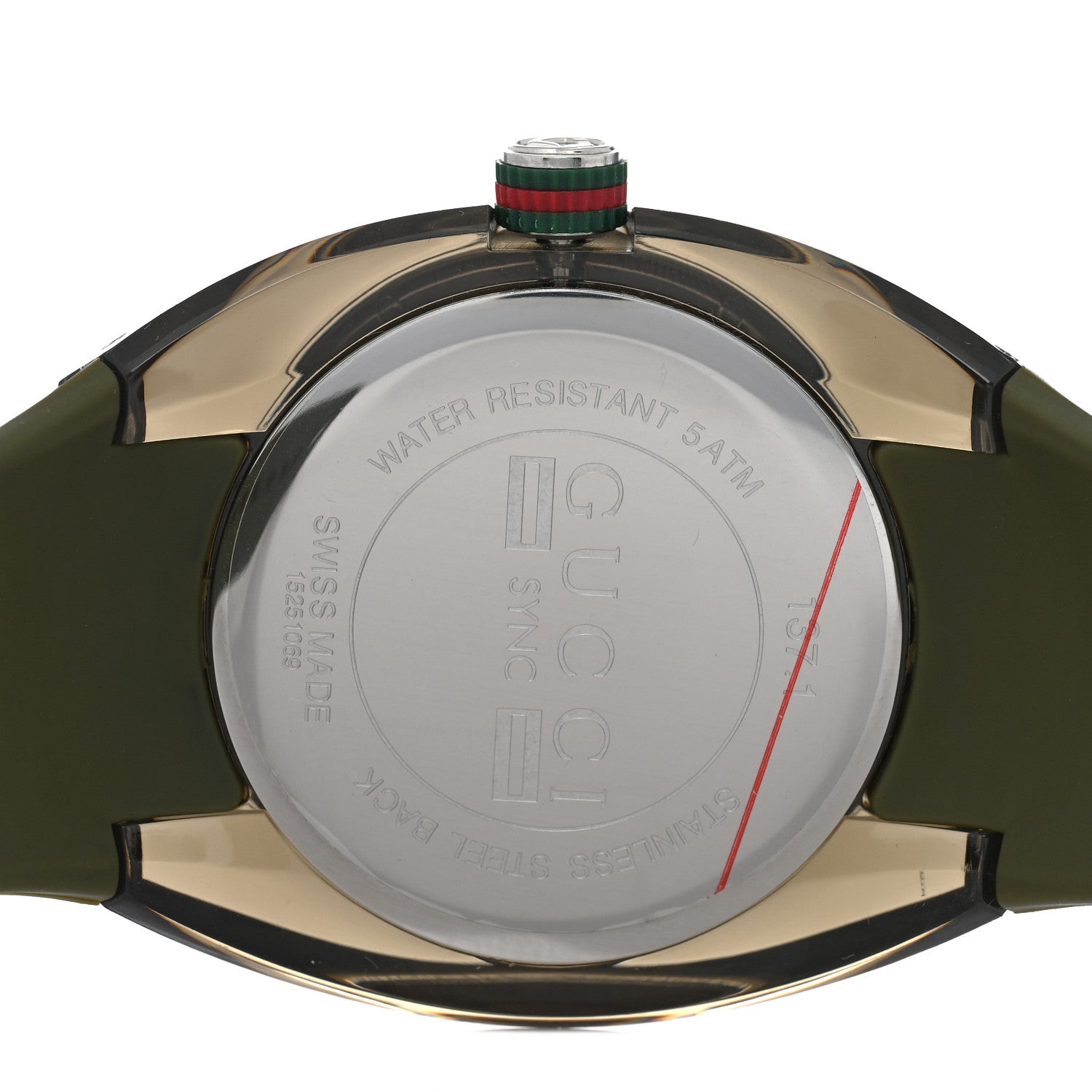 Gucci Stainless Steel Rubber 46mm Sync Web Quartz Watch Hunter Green 4 of 5