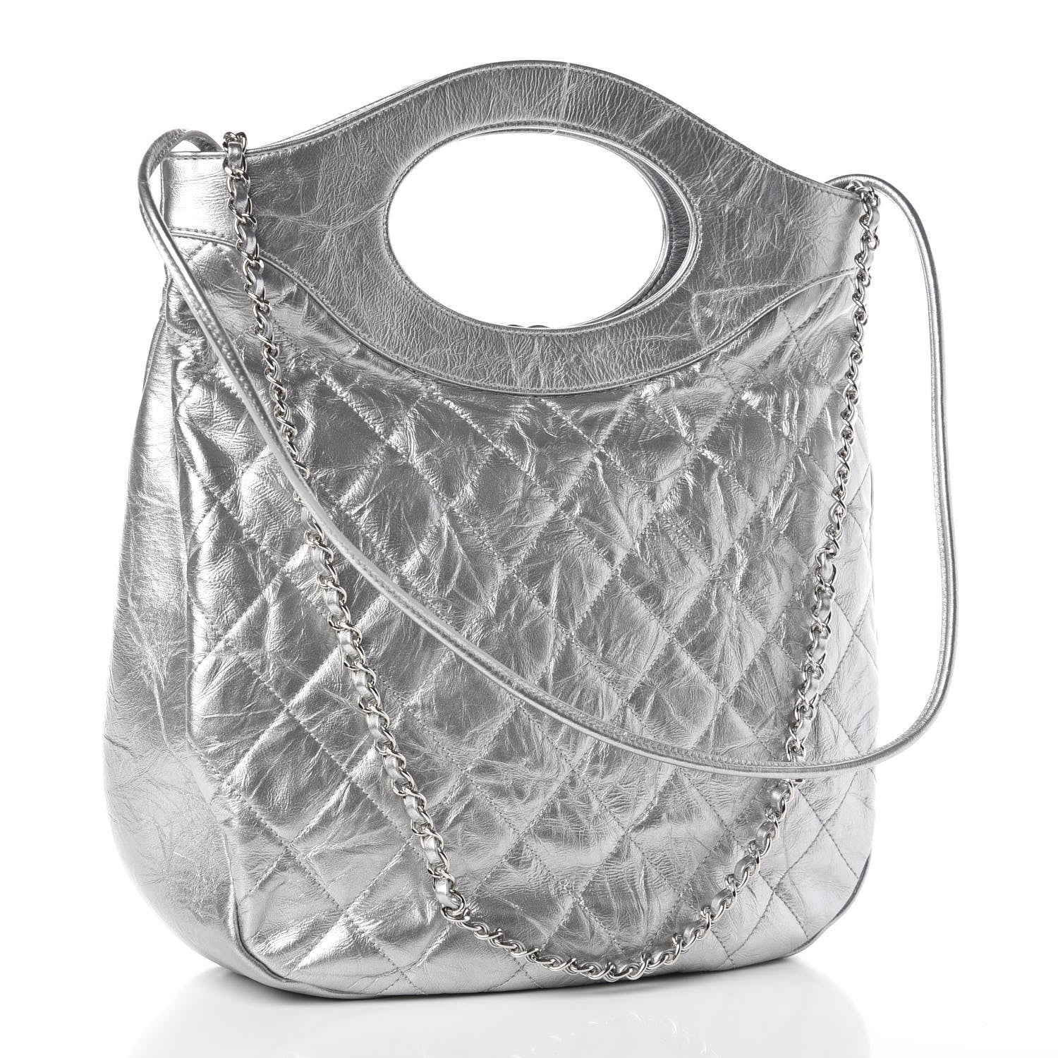 Chanel Metallic Crumpled Calfskin Small 31 Shopping Bag Silver 3 of 9