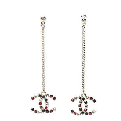 Chanel Crystal CC Drop Earrings Red Gold 1 of 4