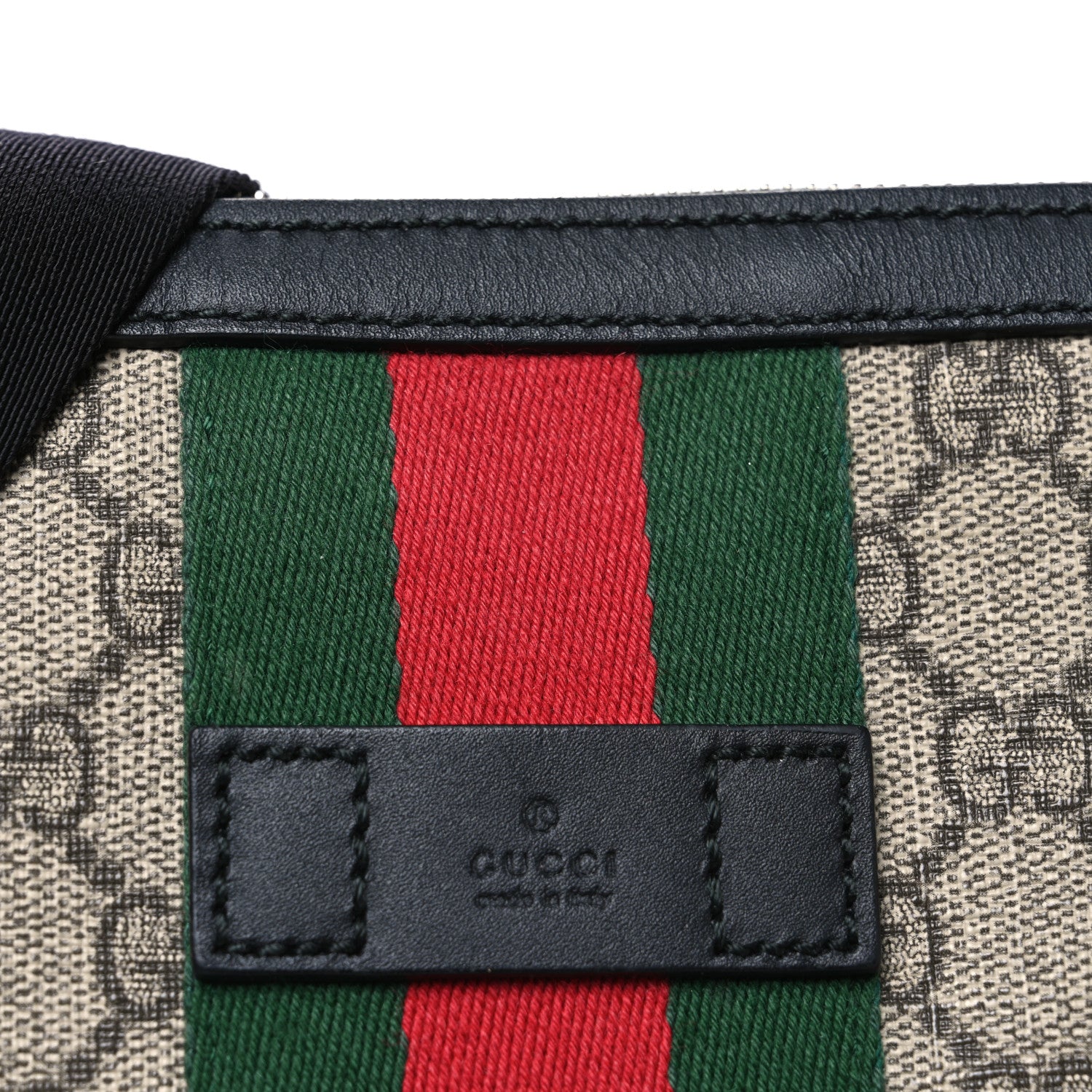 Gucci GG Supreme Monogram Web Messenger Bag Black 8 of 11