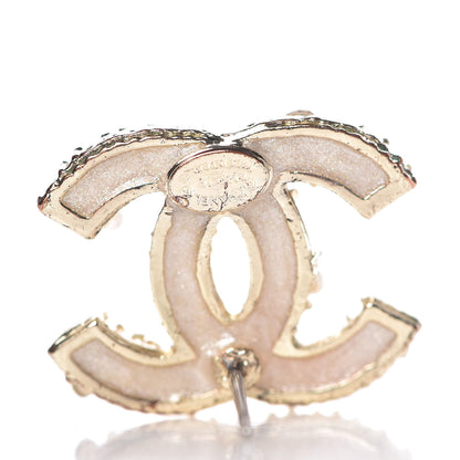 Chanel Pearl Crystal Baguette CC Earrings Gold 4 of 5