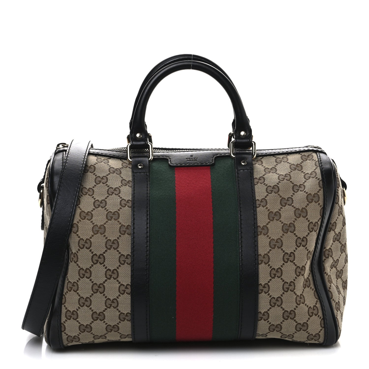 Gucci Monogram Vintage Web Medium Boston Black 1 of 10