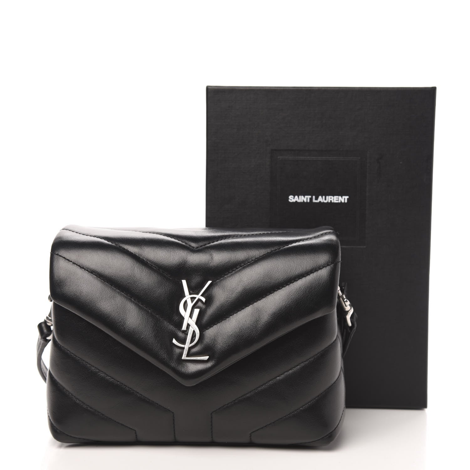 Saint Laurent Calfskin Y Quilted Monogram Toy Loulou Crossbody Bag Black 14 of 14