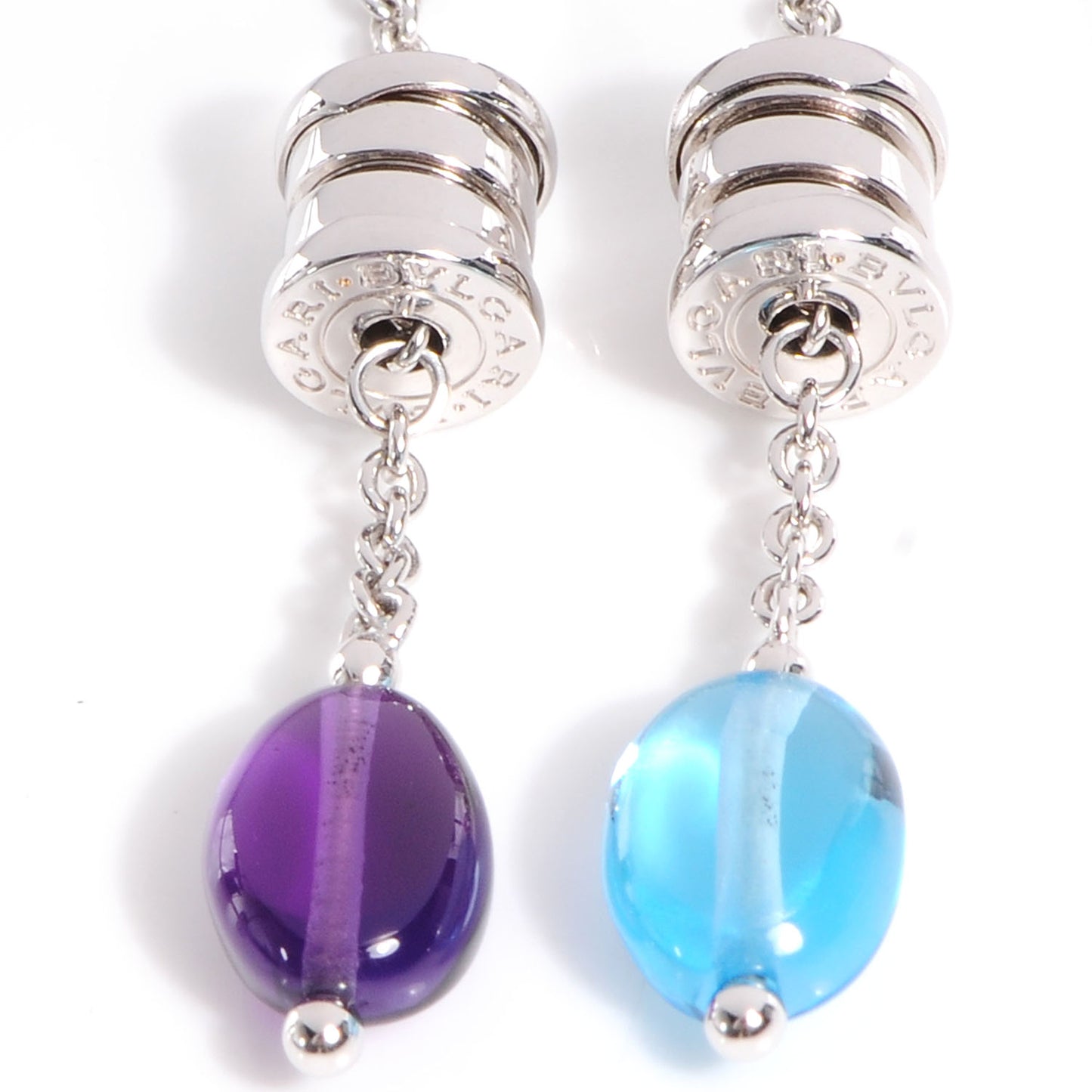 18K White Gold Amethyst Blue Topaz B.Zero1 Drop Earrings