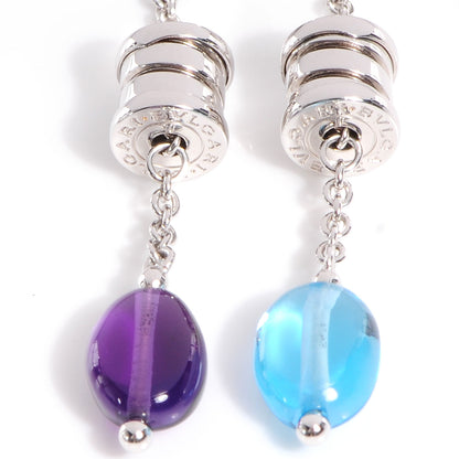 Bulgari 18K White Gold Amethyst Blue Topaz B.Zero1 Drop Earrings 3 of 6