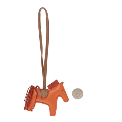 Hermes Milo Lambskin Grigri Rodeo Horse Bag Charm PM Orange Bougainvillea Gold Flamingo 2 of 5