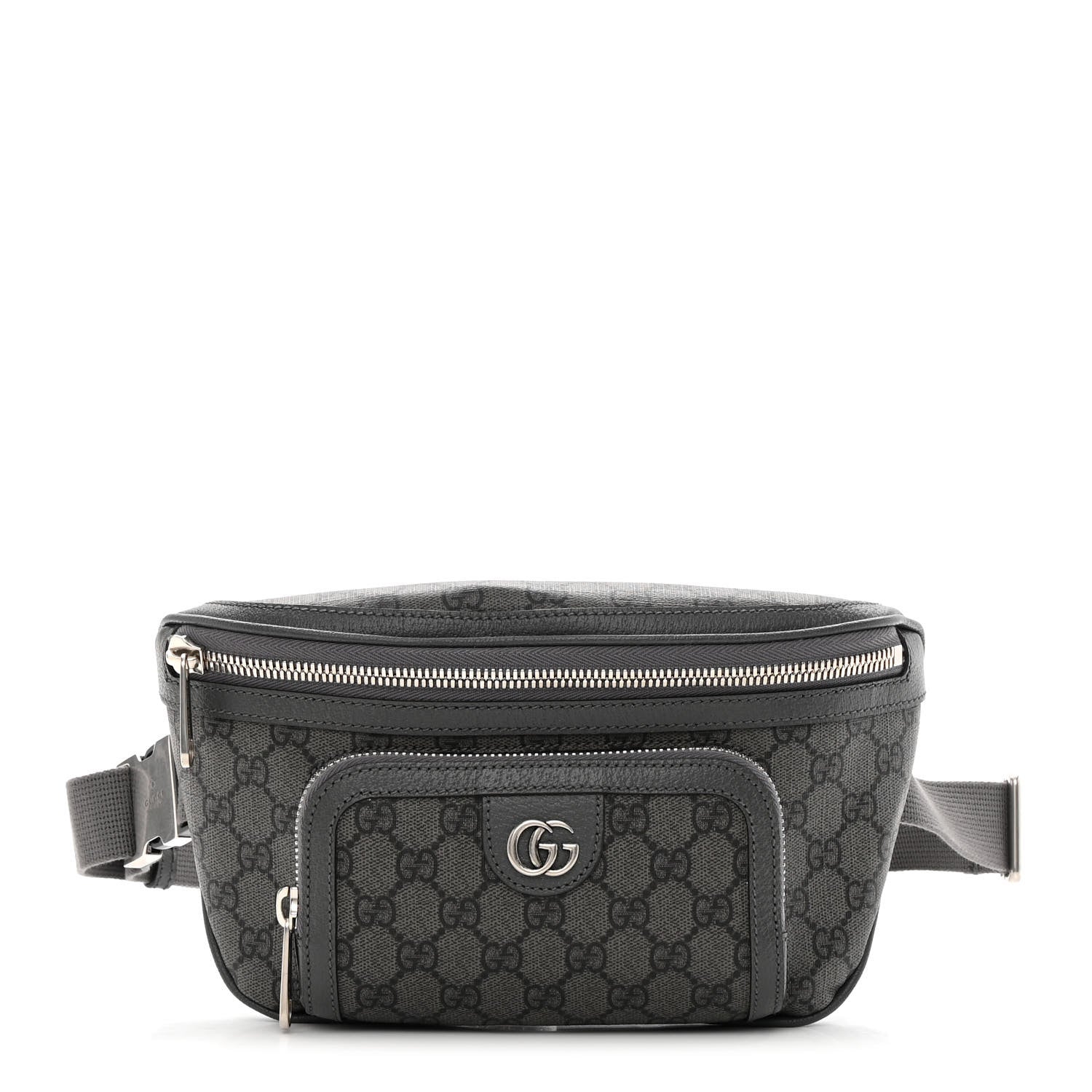 Gucci GG Supreme Monogram Textured Dollar Calfskin Ophidia Belt Bag Grey Black Graphite Grey 1 of 11