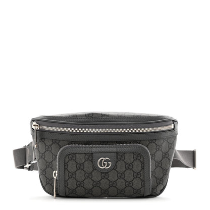 Gucci GG Supreme Monogram Textured Dollar Calfskin Ophidia Belt Bag Grey Black Graphite Grey 1 of 11