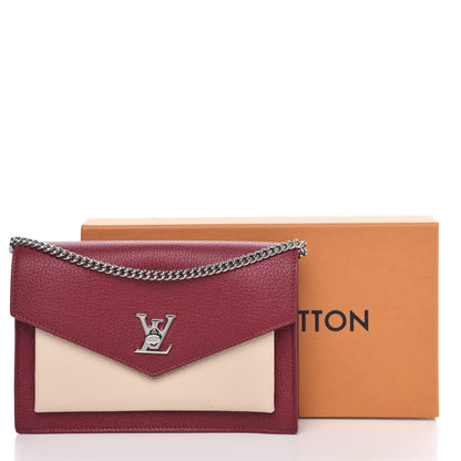 Louis Vuitton Calfskin My Lockme Chain Pochette Lie De Vin Etain Creme 9 of 9