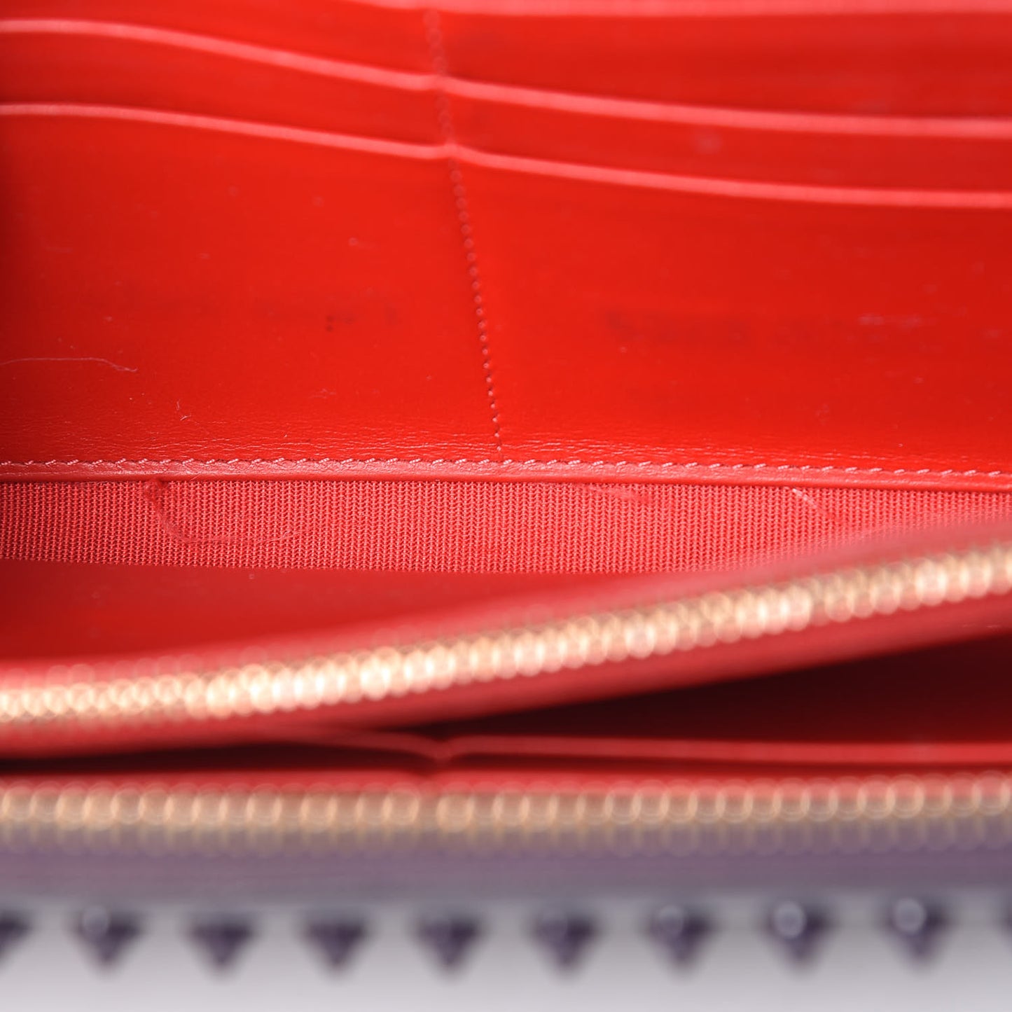 Calfskin Panettone Spiked Zip Around Wallet Iris