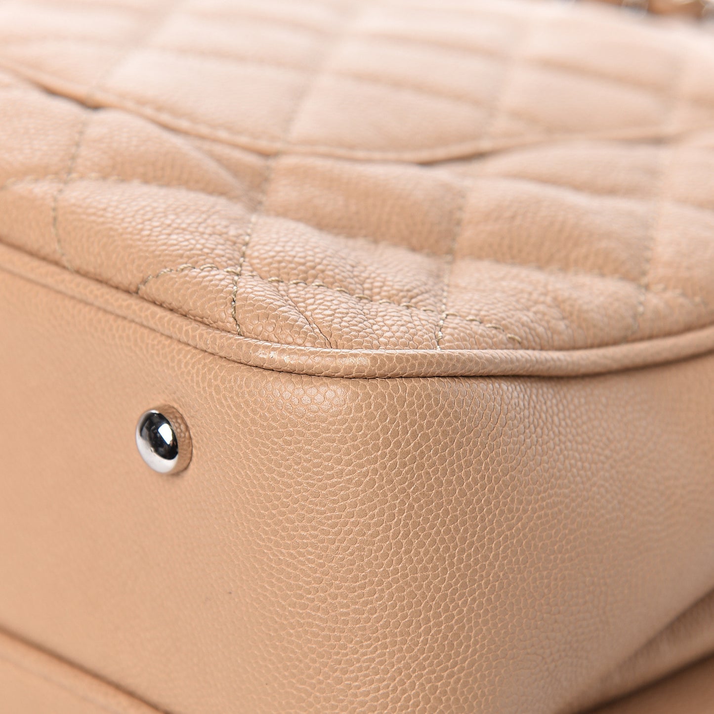Caviar Quilted Large Urban Companion Top Handle Shopping Tote Beige