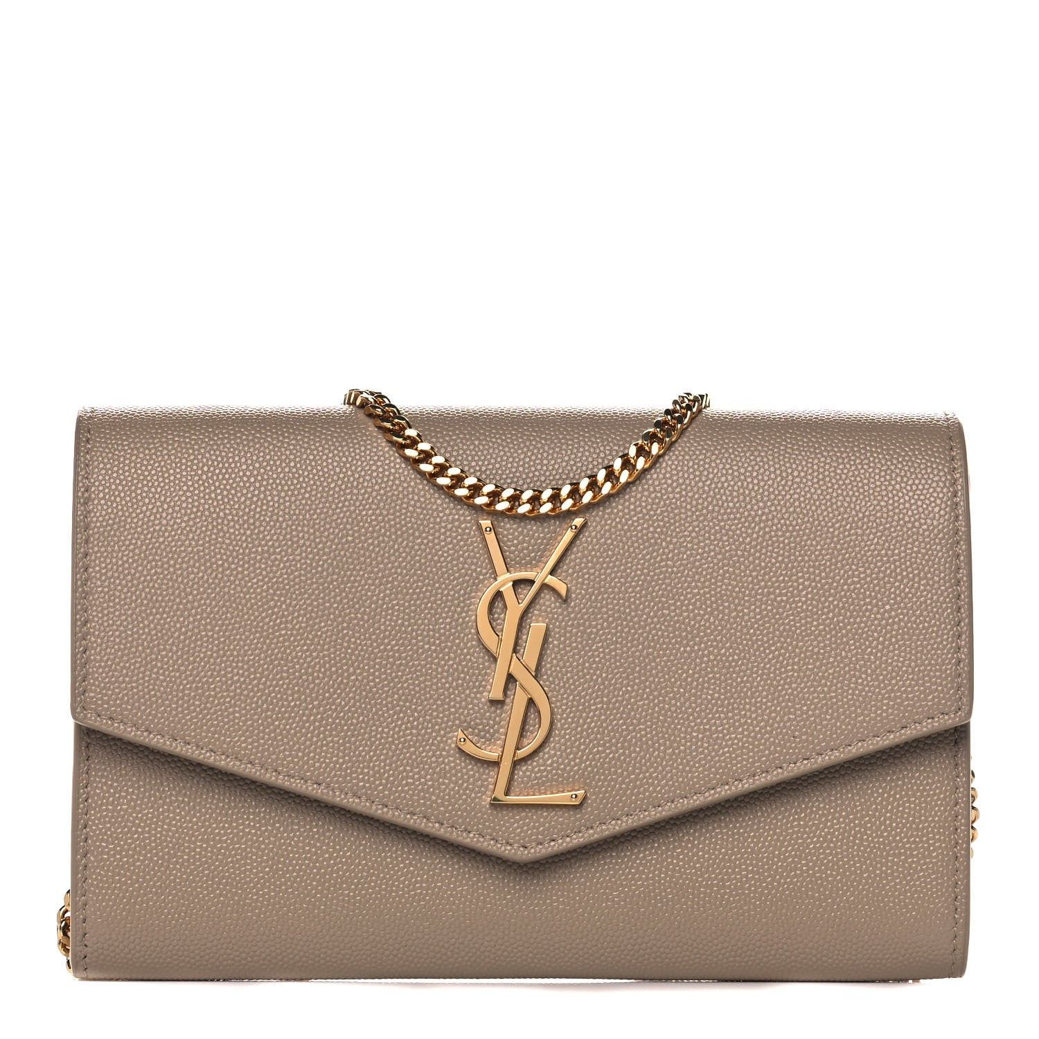 Saint Laurent Grain De Poudre Monogram Uptown Chain Wallet Dark Beige 3 of 13