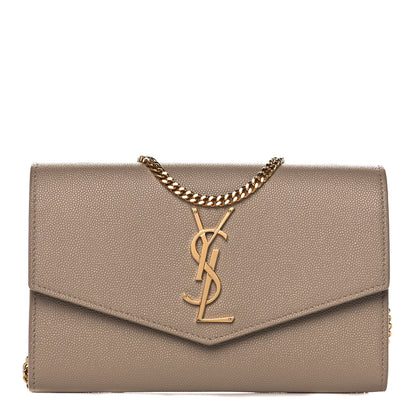 Saint Laurent Grain De Poudre Monogram Uptown Chain Wallet Dark Beige 3 of 13
