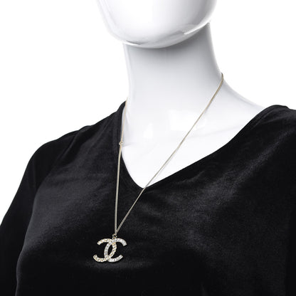 Chanel Baguette Crystal Quilted CC Pendant Necklace Gold 2 of 6