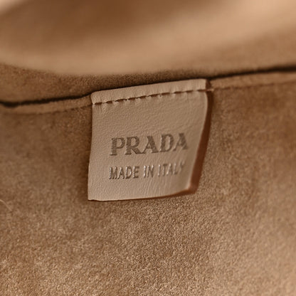 Prada City Calf Grommet Large Double Zip Tote Talco 6 of 12