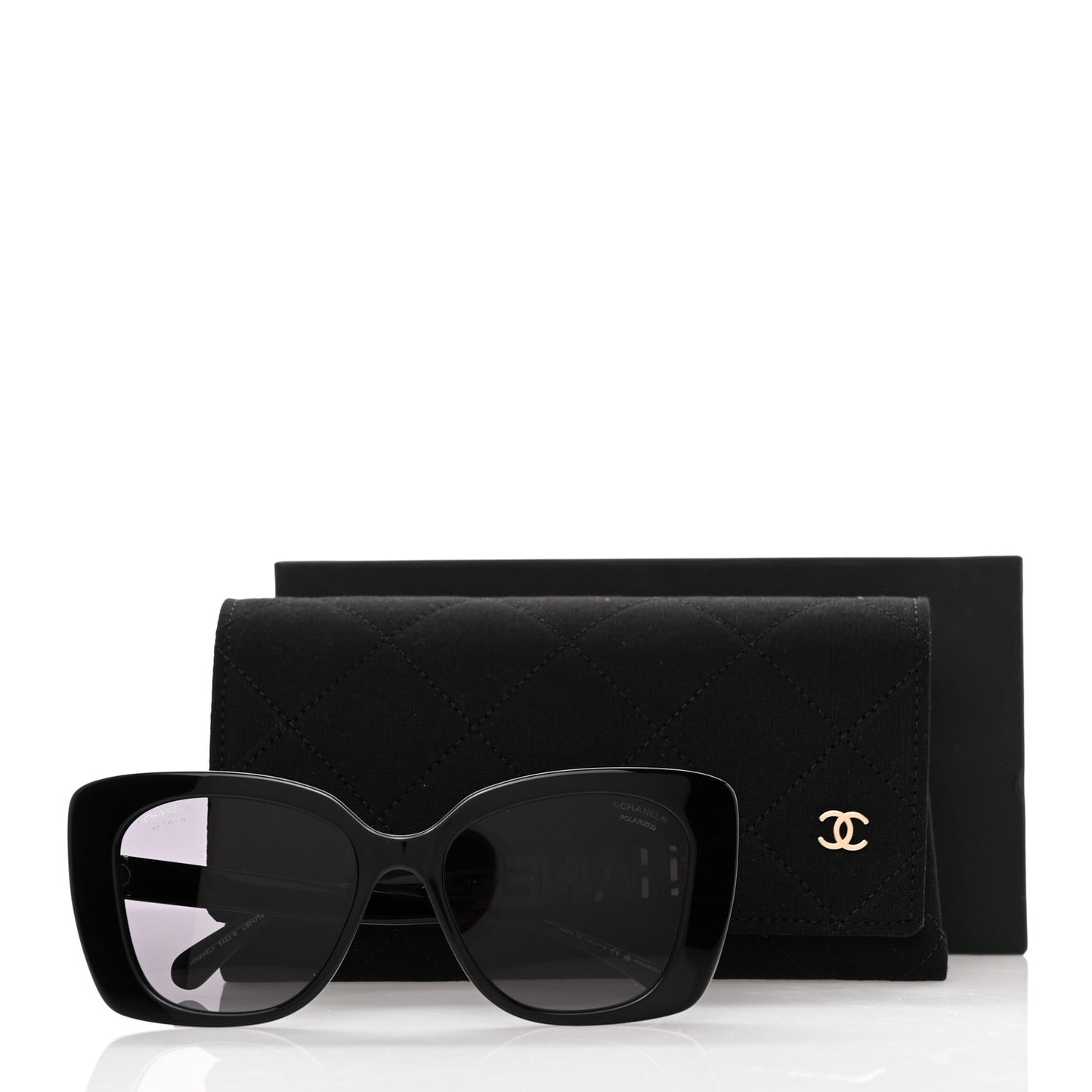 Acetate Strass Square Sunglasses 5422-B Black