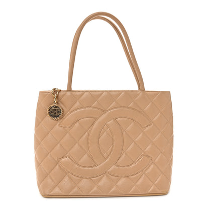 Chanel Caviar Quilted Medallion Tote Beige Beige 1 of 10