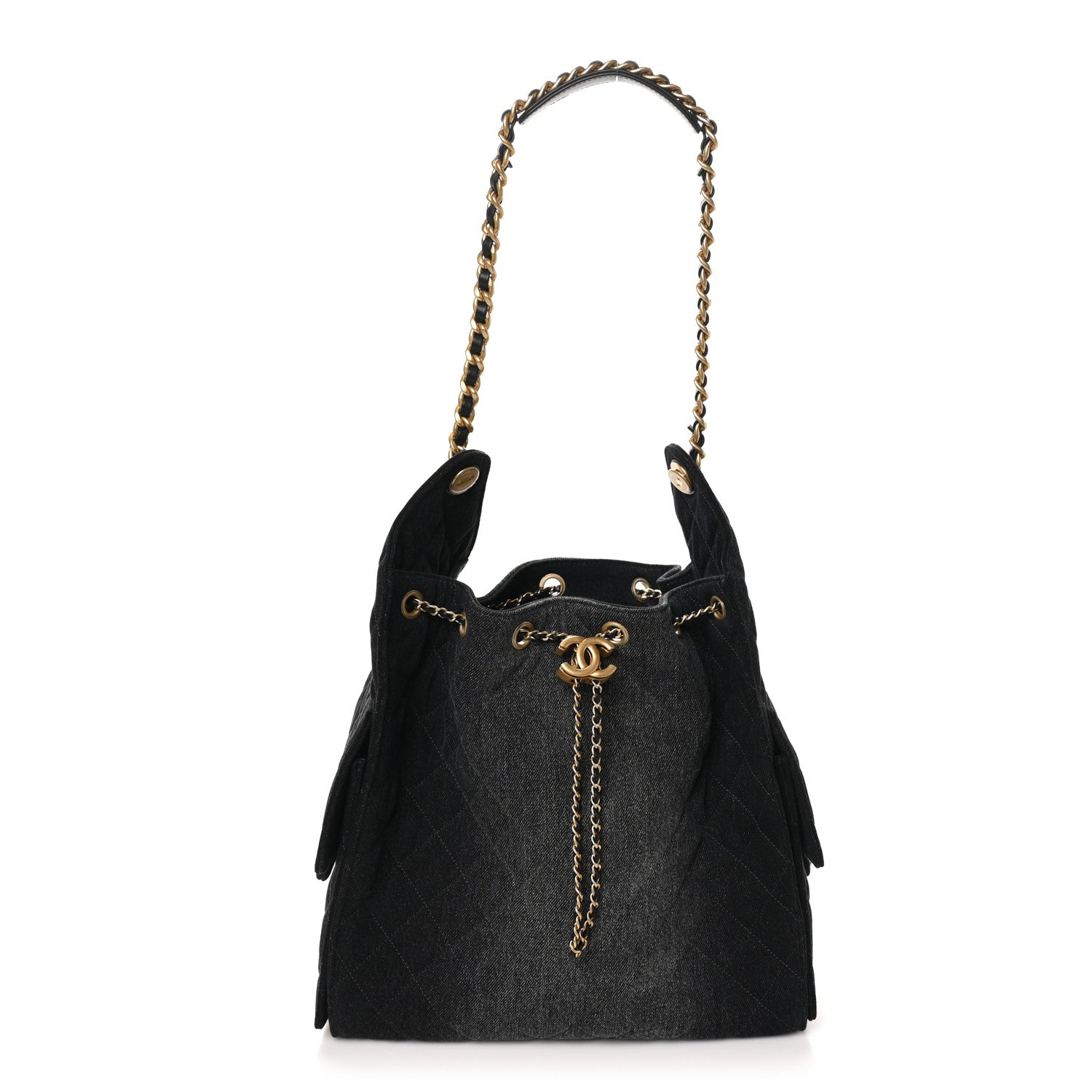 Chanel Washed Denim Quilted Medium Chanel 25 Handbag Black 1 of 12