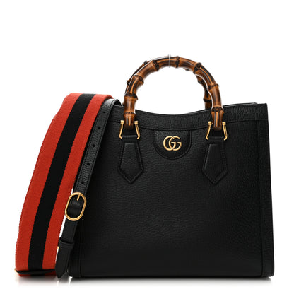 Gucci Textured Dollar Calfskin Web Small Diana Tote Bag Black Dusty Grey 1 of 11