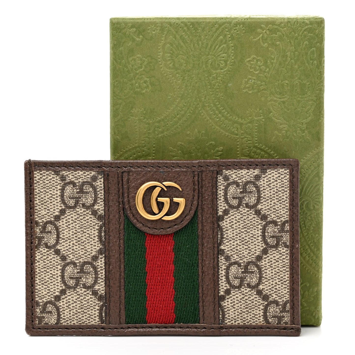 GG Supreme Monogram Ophidia Card Holder Brown