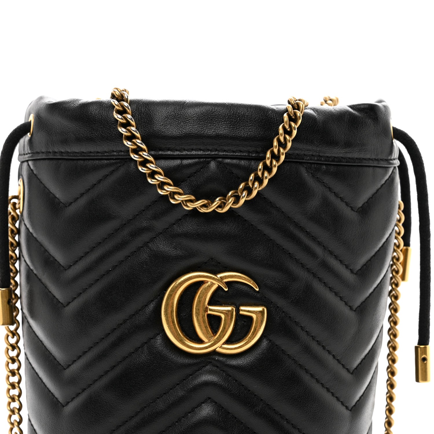 Gucci Calfskin Matelasse Mini GG Marmont 2.0 Bucket Bag Black 5 of 11