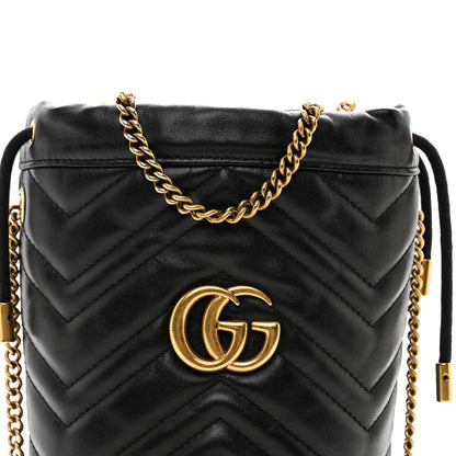 Gucci Calfskin Matelasse Mini GG Marmont 2.0 Bucket Bag Black 5 of 11