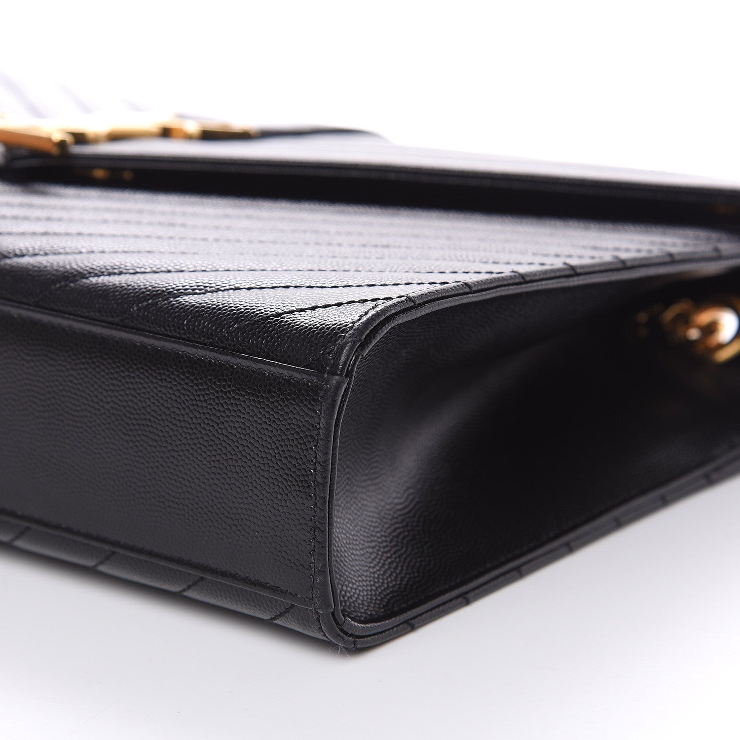 Saint Laurent Grain De Poudre Matelasse Chevron Large Monogram Satchel Black 9 of 11