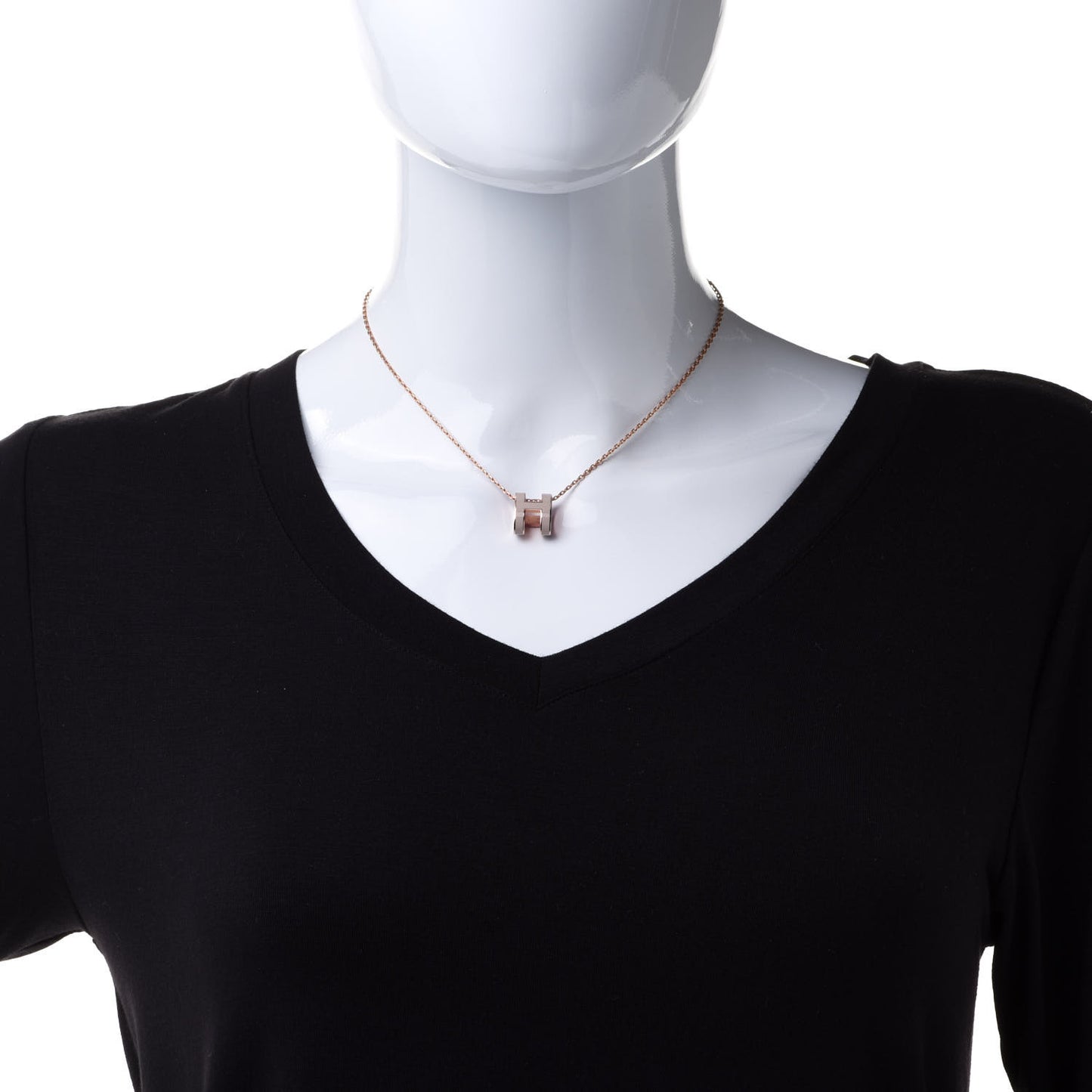 Lacquered Rose Gold Pop H Pendant Necklace Marron Glace