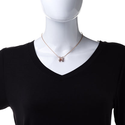 Hermes Lacquered Rose Gold Pop H Pendant Necklace Marron Glace 2 of 7