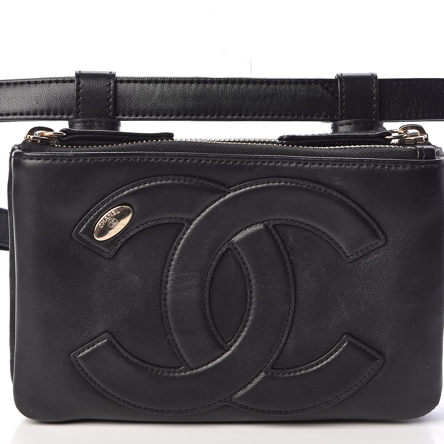 Lambskin CC Mania Waist Belt Bag Black