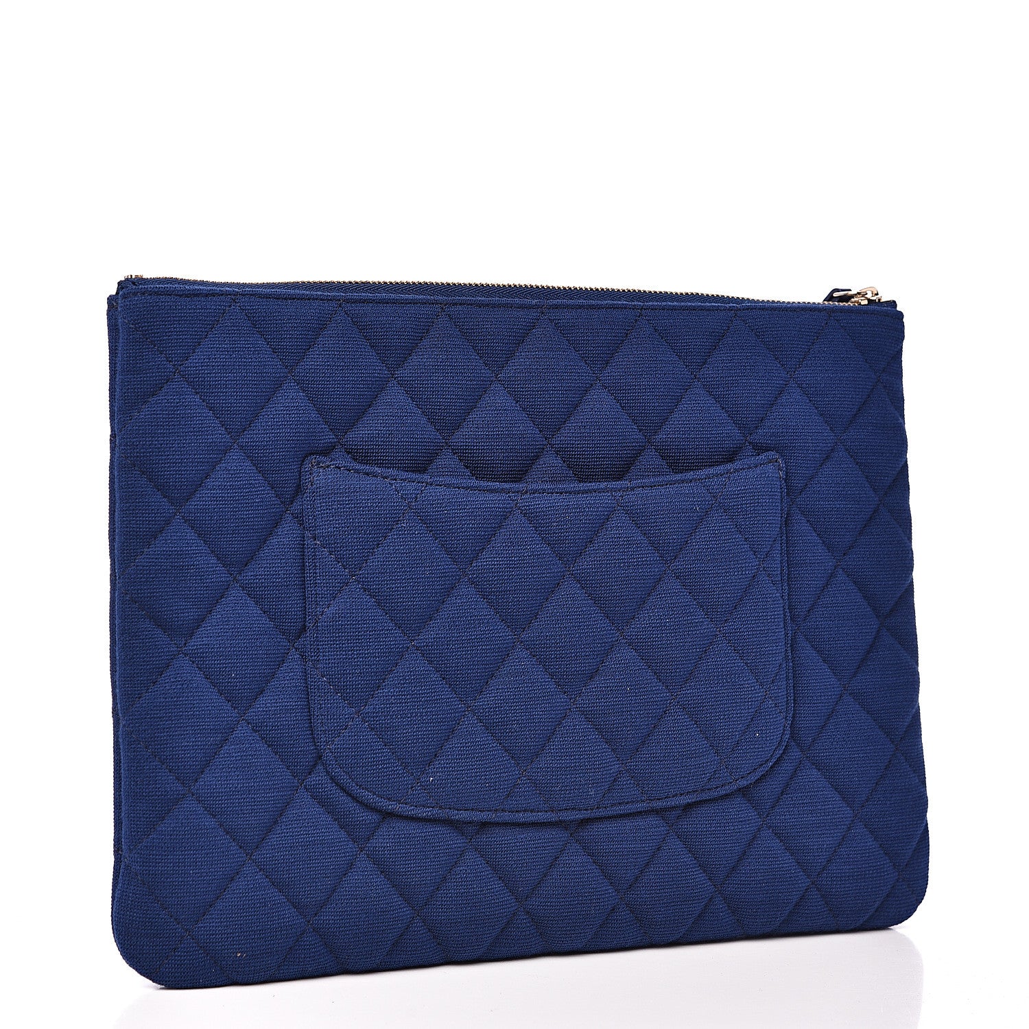 Chanel Jersey Quilted Medium Cosmetic Case Blue 2 of 8