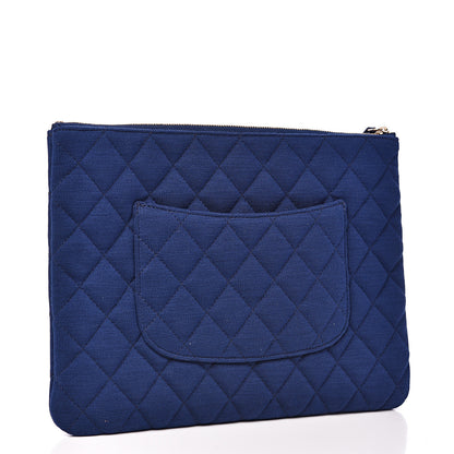 Chanel Jersey Quilted Medium Cosmetic Case Blue 2 of 8