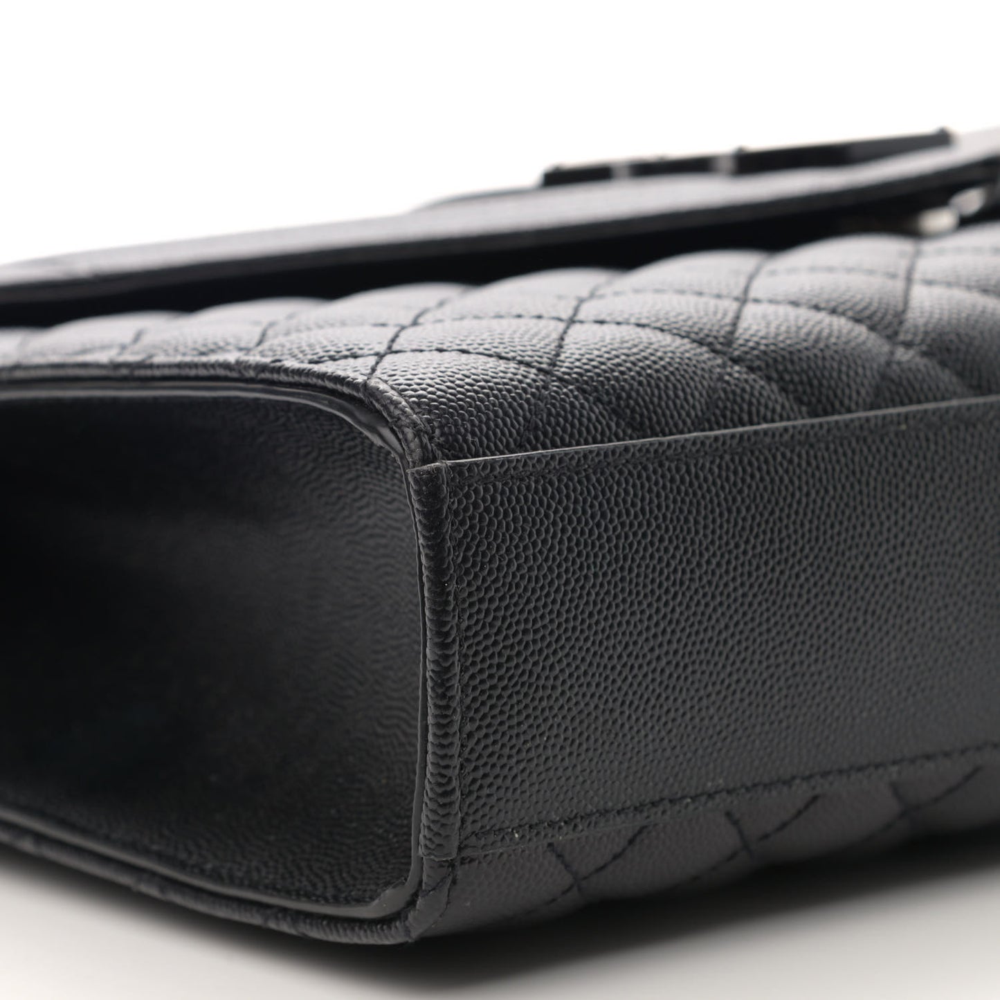 Grain De Poudre Textured Mixed Matelasse Large Triquilt Monogram Monochrome Satchel Black