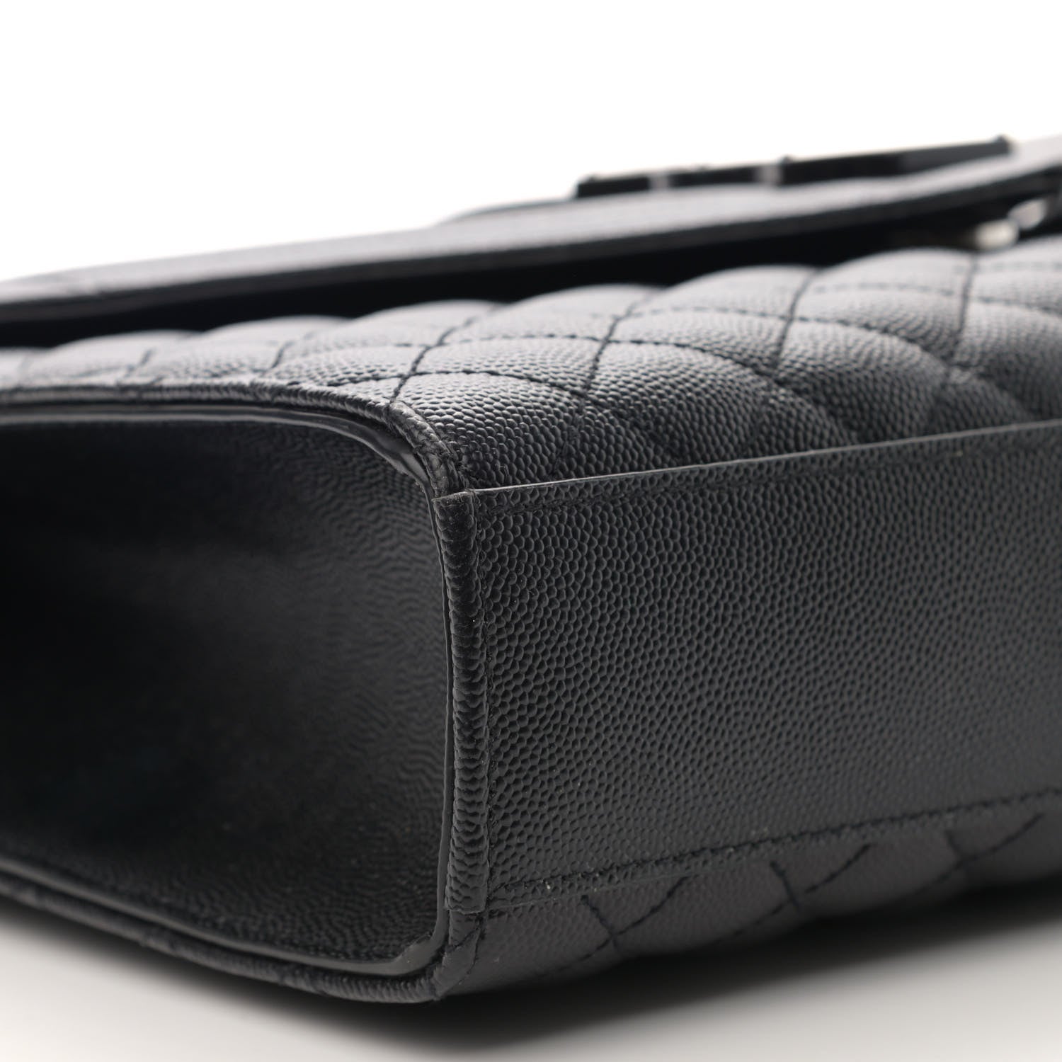 Saint Laurent Grain De Poudre Textured Mixed Matelasse Large Triquilt Monogram Monochrome Satchel Black 9 of 11